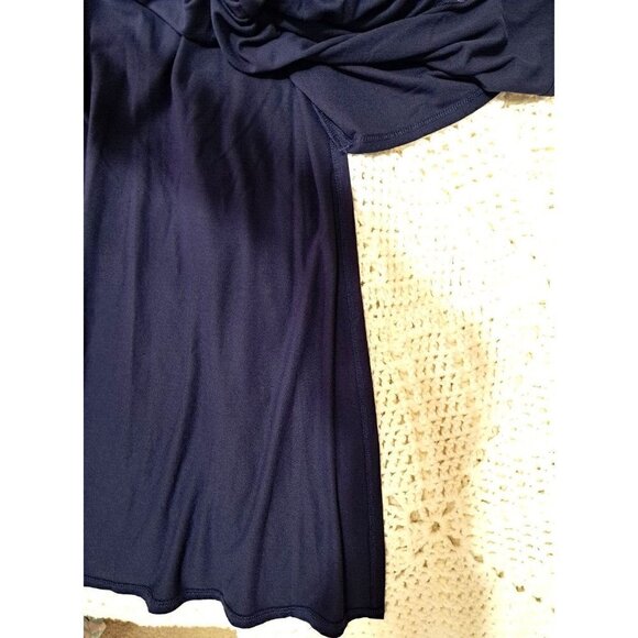 Soft Surroundings Sloane Petite XS Navy 3/4 Sleeve Open Back Long Dress Slits - Picture 6 of 7